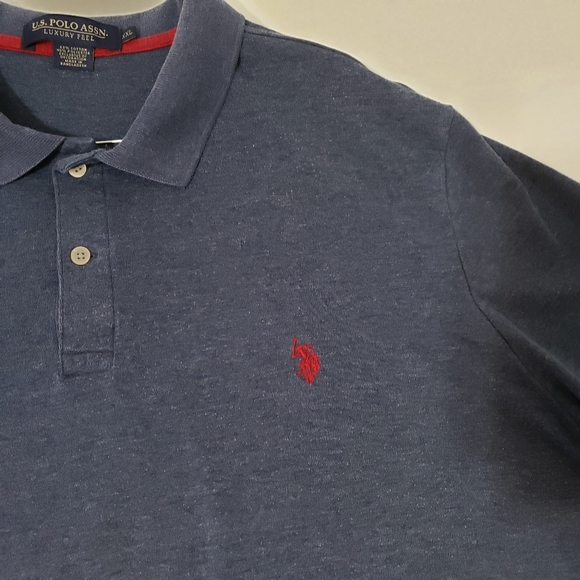 US Polo Assn short sleeve two button shirt Mens 2xl luxury feel blue shirt - Picture 2 of 5